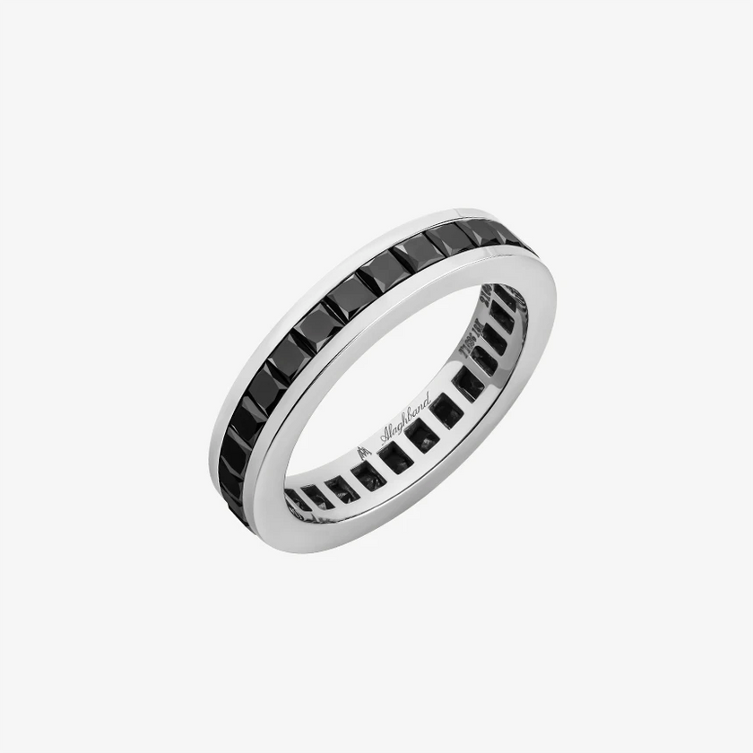 Alaghband Eternity Ring for Men with Black Diamonds