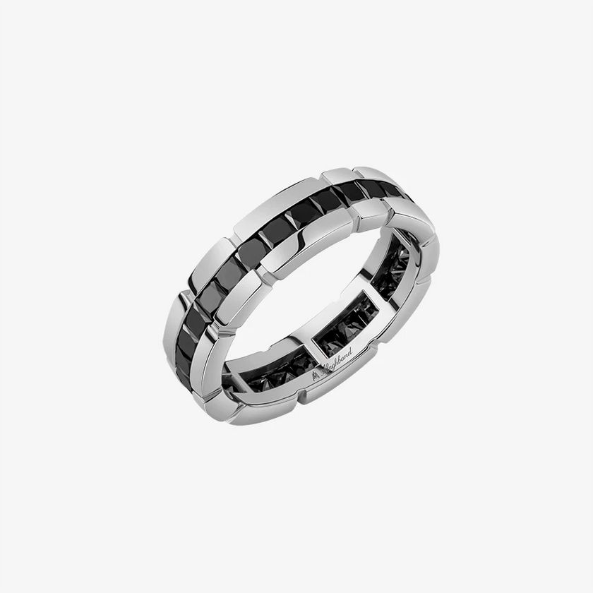 Alaghband Eternity Ring for Men with Indents and Black Diamonds