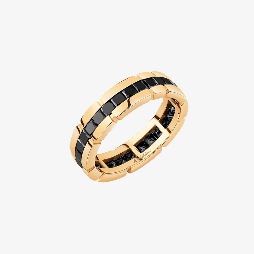 Alaghband Eternity Ring for Men with Indents and Black Diamonds