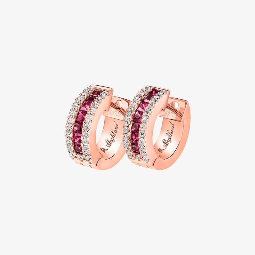 Alaghband Hoop Earrings with Rubies and Diamonds - Alaghband Jewelry