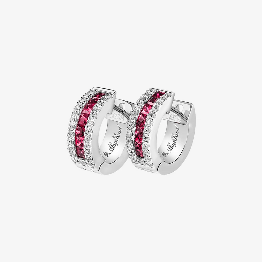 Alaghband Hoop Earrings with Rubies and Diamonds