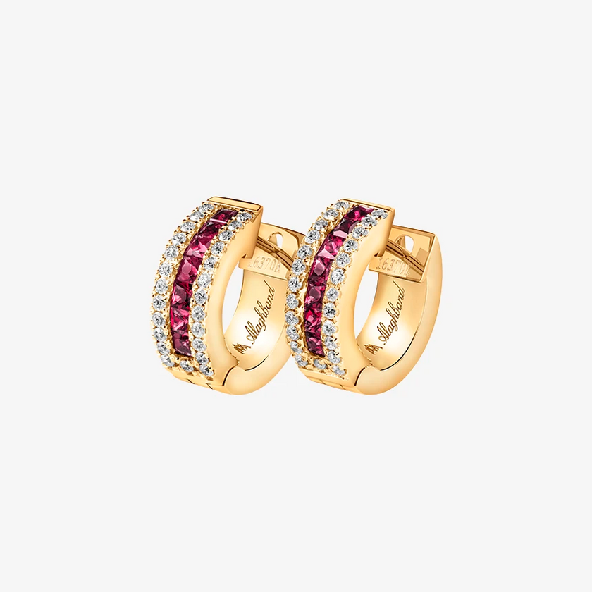 Alaghband Hoop Earrings with Rubies and Diamonds
