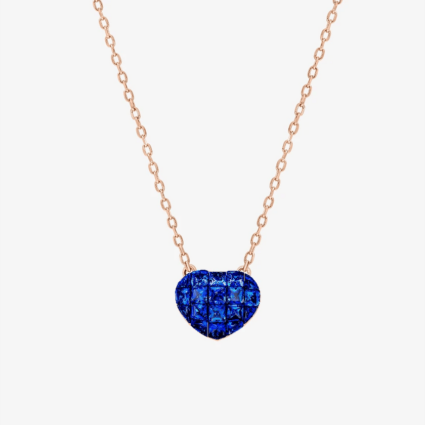Alaghband Heart Necklace with Blue Sapphires - Alaghband Jewelry