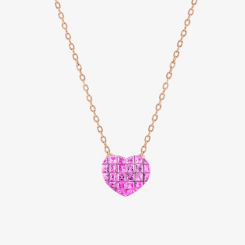 Alaghband Heart Necklace with Pink Sapphires - Alaghband Jewelry