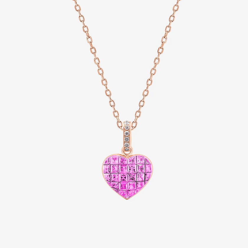 Alaghband Heart Pendant with Pink Sapphires - Alaghband Jewelry