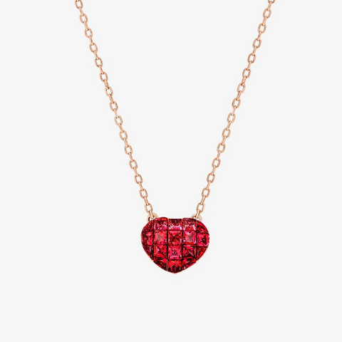 Alaghband Heart Necklace with Rubies