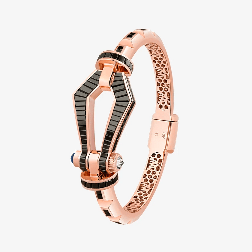 Alaghband Kite - Chocolate Bangle with Black Diamonds and Blue Sapphire Pin - Alaghband Jewelry