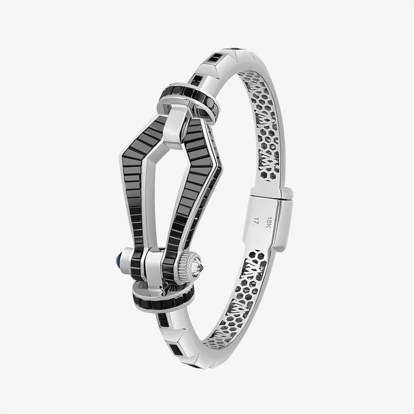 Alaghband Kite - Chocolate Bangle with Black Diamonds and Blue Sapphire Pin - Alaghband Jewelry