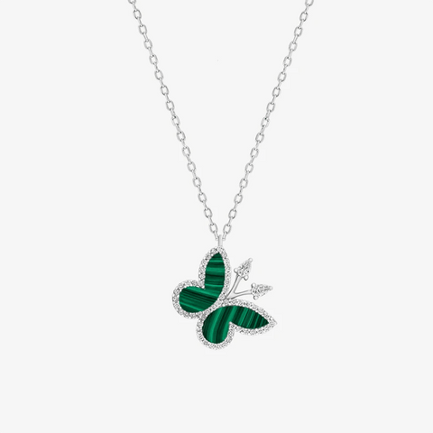 Alaghband Angled Butterfly Necklace with Malachite - Alaghband Jewelry