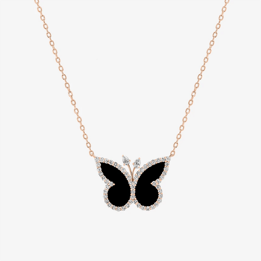 Alaghband Butterfly Necklace with Onyx - Alaghband Jewelry