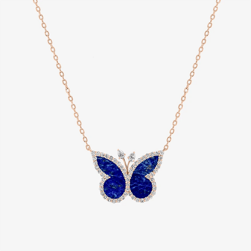 Alaghband Butterfly Necklace with Lapis Lazuli - Alaghband Jewelry