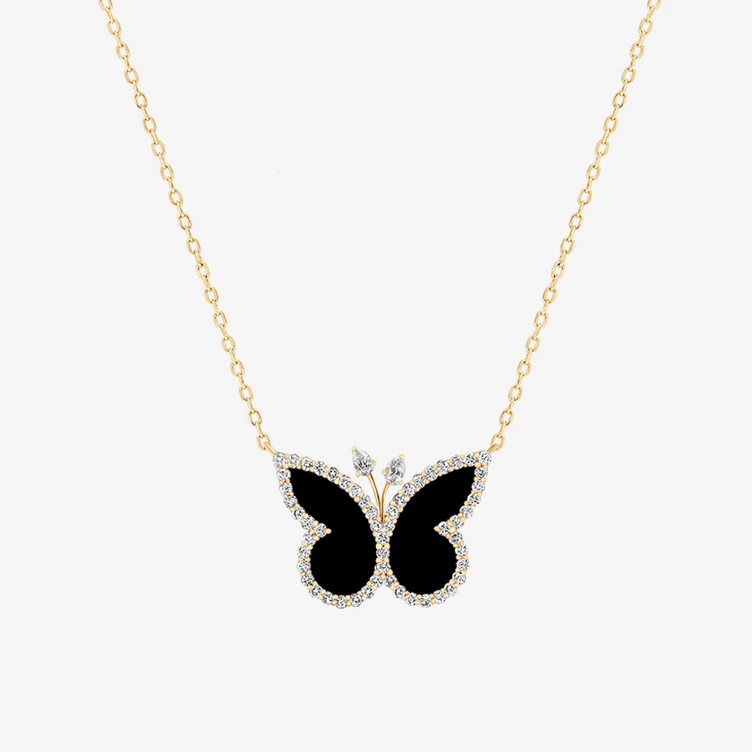 Alaghband Butterfly Necklace with Onyx