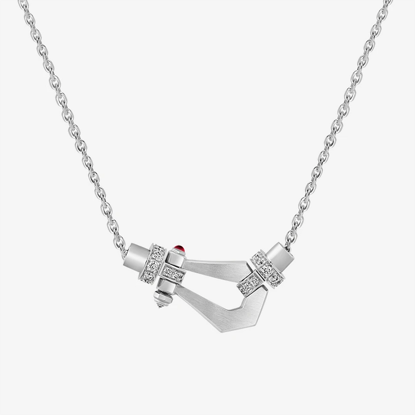 Alaghband Kite Necklace with Diamond Bezels and Ruby Pin, Small