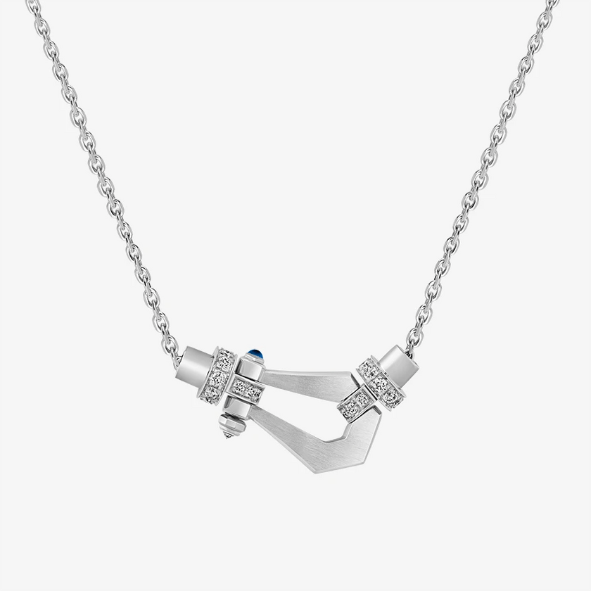 Alaghband Kite Necklace with Diamond Bezels and Blue Sapphire Pin, Small - Alaghband Jewelry