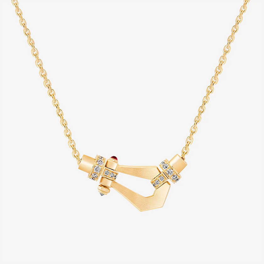 Alaghband Kite Necklace with Diamond Bezels and Ruby Pin, Small