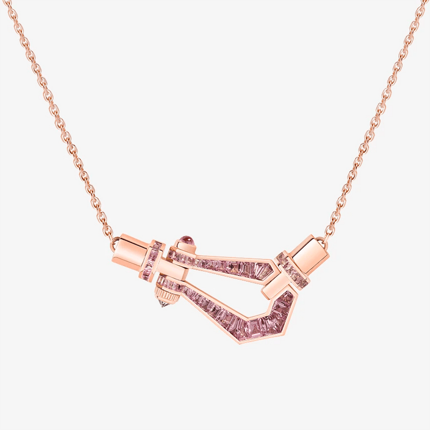 Alaghband Kite XO Necklace with Pink Sapphires, Medium - Alaghband Jewelry
