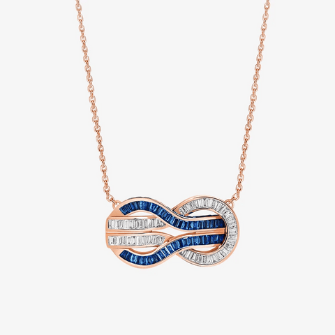 Alaghband Navy Necklace with Blue Sapphires and Diamonds - Alaghband Jewelry