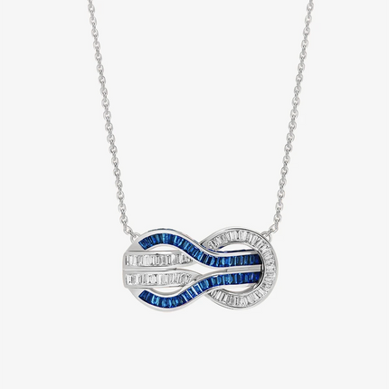 Alaghband Navy Necklace with Blue Sapphires and Diamonds