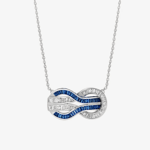 Alaghband Navy Necklace with Blue Sapphires and Diamonds - Alaghband Jewelry