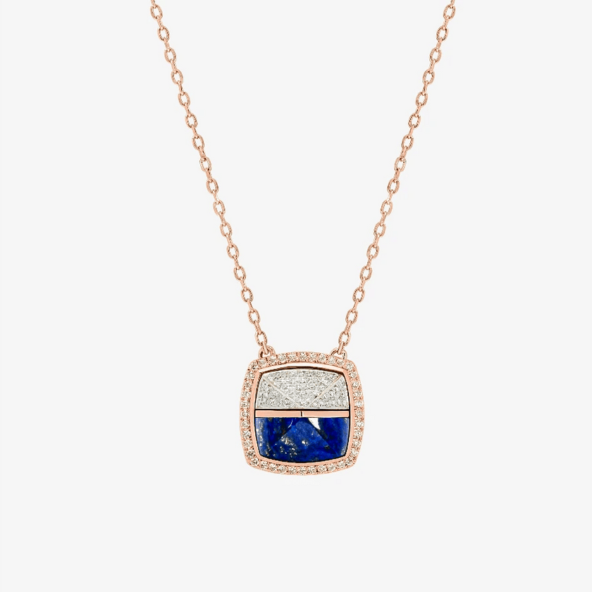 Alaghband Pyramid Duo Necklace with Lapis Lazuli and Diamonds - Alaghband Jewelry