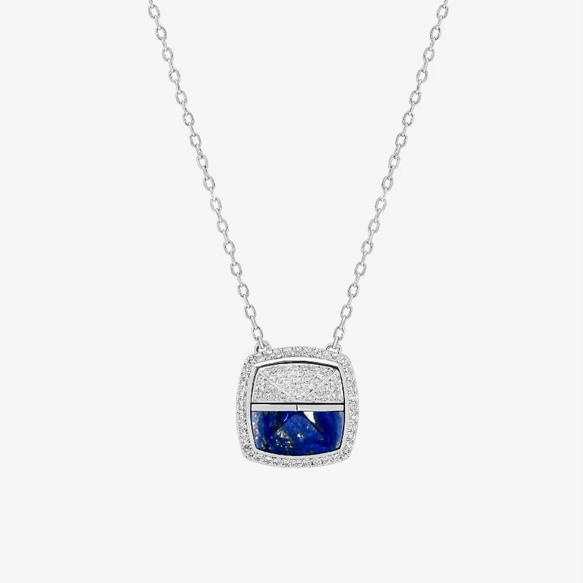 Alaghband Pyramid Duo Necklace with Lapis Lazuli and Diamonds - Alaghband Jewelry