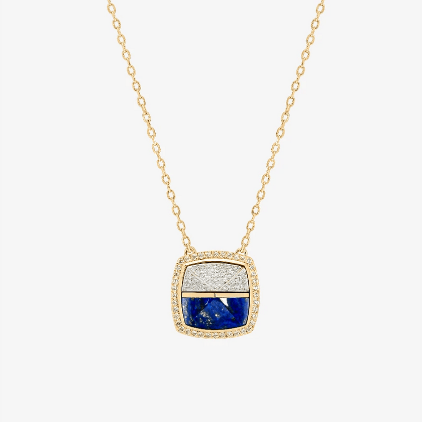 Alaghband Pyramid Duo Necklace with Lapis Lazuli and Diamonds - Alaghband Jewelry