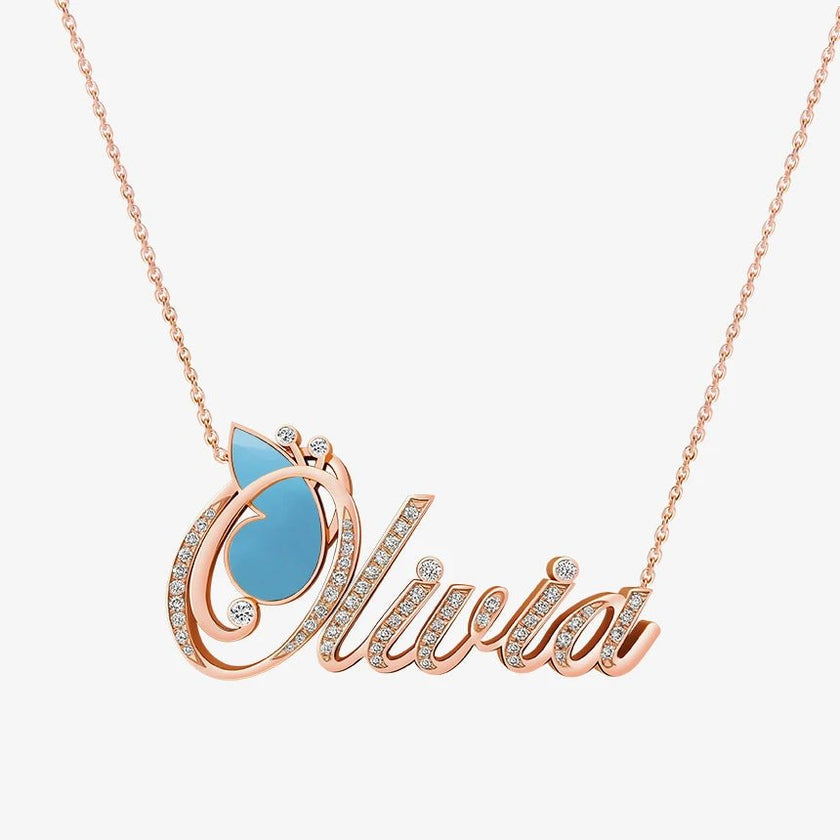 Alaghband Olivia Necklace with Semi - Precious Stone - Alaghband Jewelry