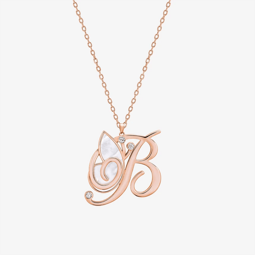 Alaghband Initials B Pendant with Mother of Pearl - Alaghband Jewelry