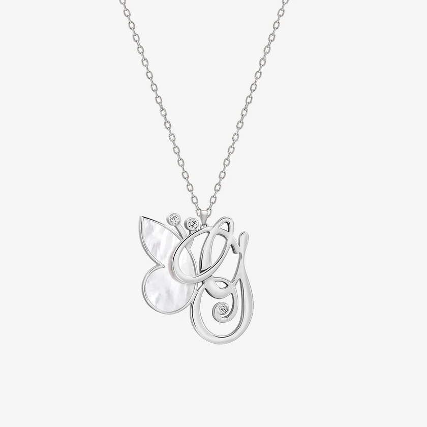 Alaghband Initials G Pendant with Mother of Pearl