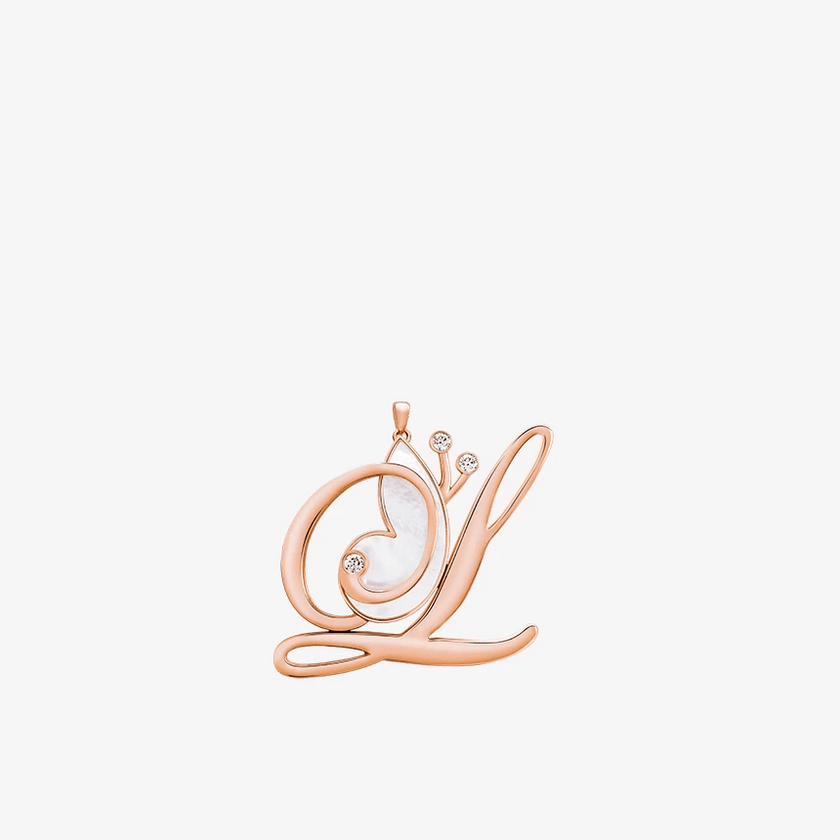 Alaghband Initials L Pendant with Mother of Pearl - Alaghband Jewelry