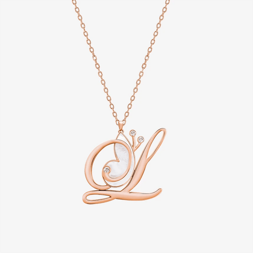 Alaghband Initials L Pendant with Mother of Pearl - Alaghband Jewelry