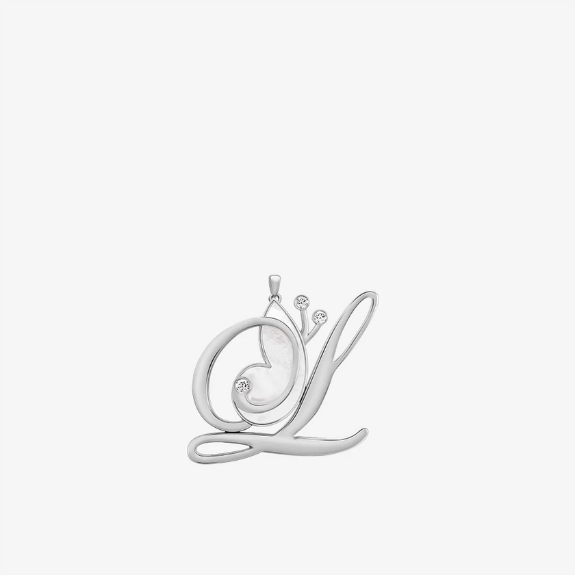 Alaghband Initials L Pendant with Mother of Pearl - Alaghband Jewelry