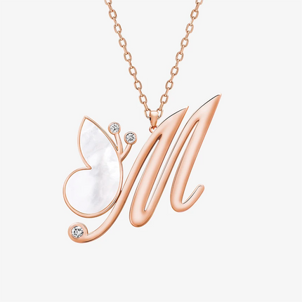 Alaghband Initials “M” Pendant with Mother of Pearl