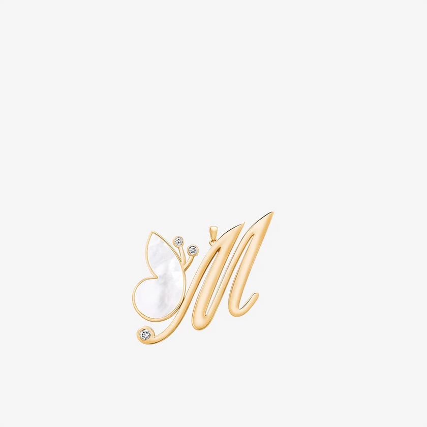 Alaghband Initials M Pendant with Mother of Pearl