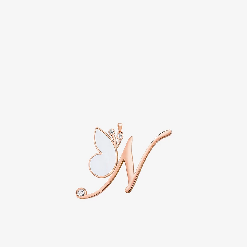 Alaghband Initials N Pendant with Mother of Pearl