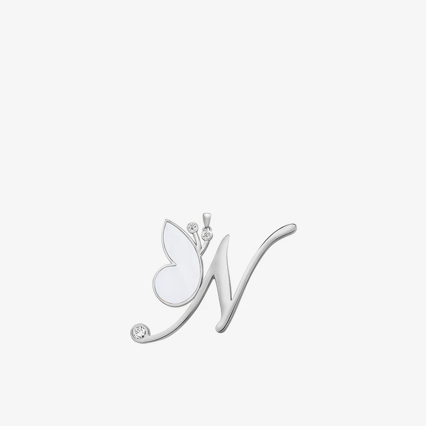 Alaghband Initials N Pendant with Mother of Pearl