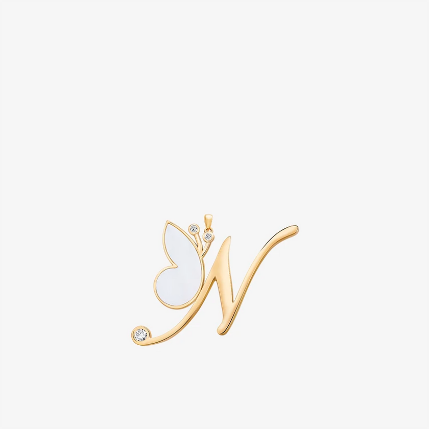 Alaghband Initials N Pendant with Mother of Pearl