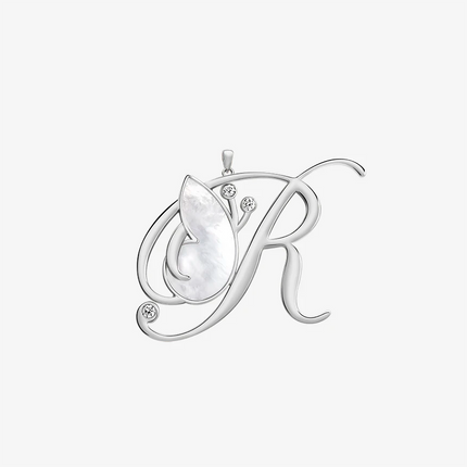 Alaghband Initials “R” Pendant with Mother of Pearl