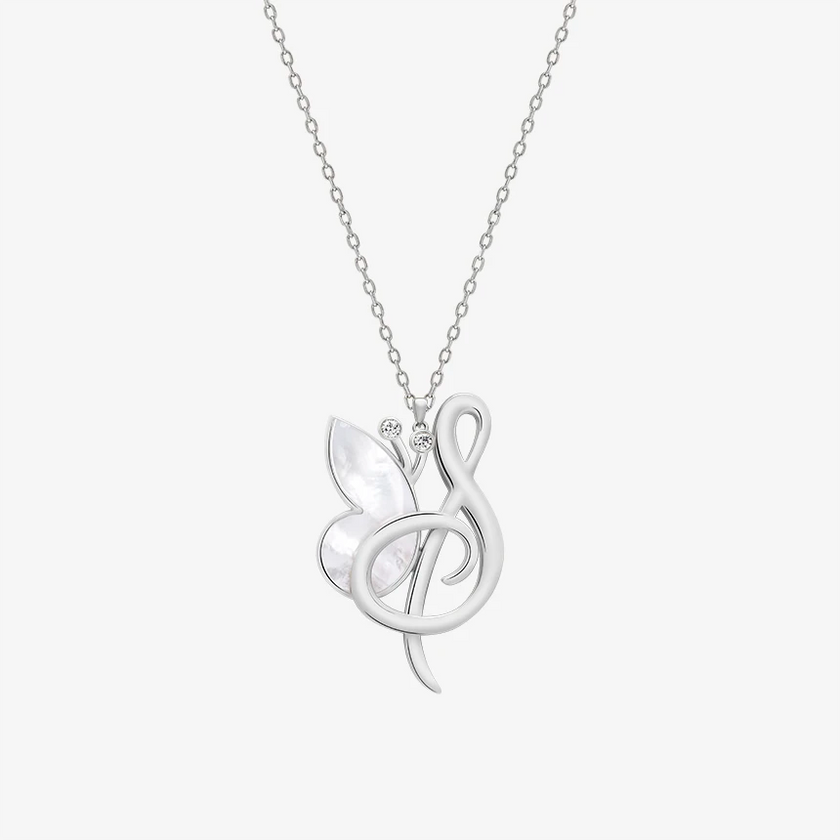 Alaghband Initials S Pendant with Mother of Pearl