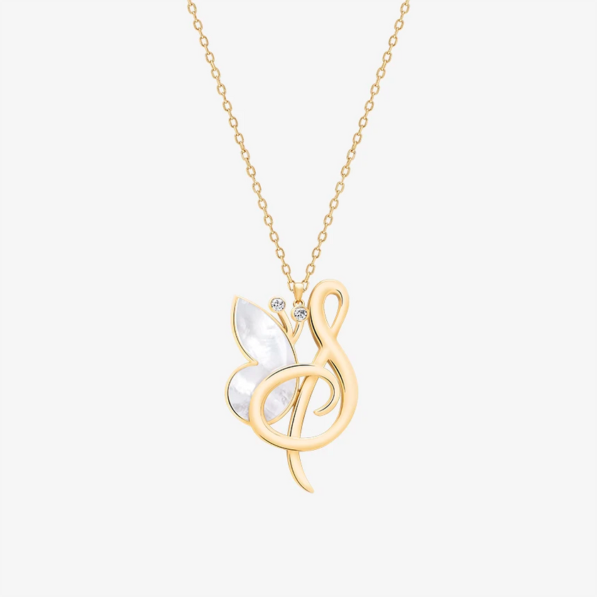 Alaghband Initials S Pendant with Mother of Pearl