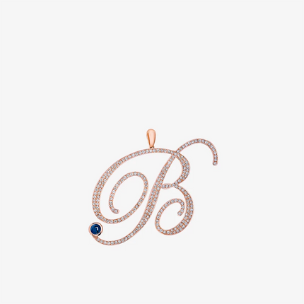 Alaghband Initials B Pendant with Diamonds & Blue Sapphire