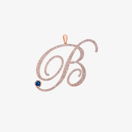 Alaghband Initials “B” Pendant with Diamonds & Blue Sapphire