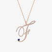 Alaghband Initials “F” Pendant with Diamonds & Blue Sapphire