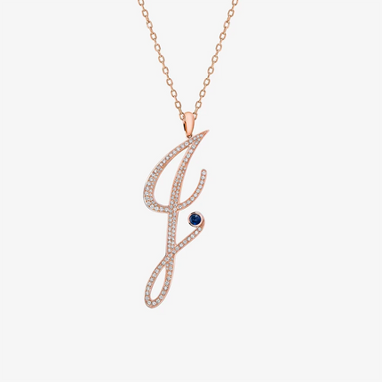 Alaghband Initials “I” Pendant with Diamonds & Blue Sapphire