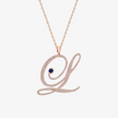 Alaghband Initials “L” Pendant with Diamonds & Blue Sapphire