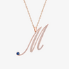 Alaghband Initials “M” Pendant with Diamonds & Blue Sapphire