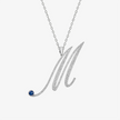 Alaghband Initials “M” Pendant with Diamonds & Blue Sapphire