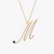 Alaghband Initials “M” Pendant with Diamonds & Blue Sapphire