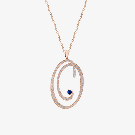 Alaghband Initials “O” Pendant with Diamonds & Blue Sapphire