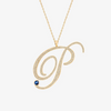 Alaghband Initials “P” Pendant with Diamonds & Blue Sapphire